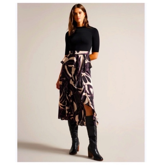 TED BAKER SEREPHA MIXED MEDIA PRINT SHORT SLEEVE DRESS SZ US 12 OR TED SZ 5 - Picture 1 of 10